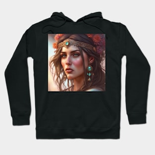 Elegant Female Portrait with Glamorous Fashion Hoodie